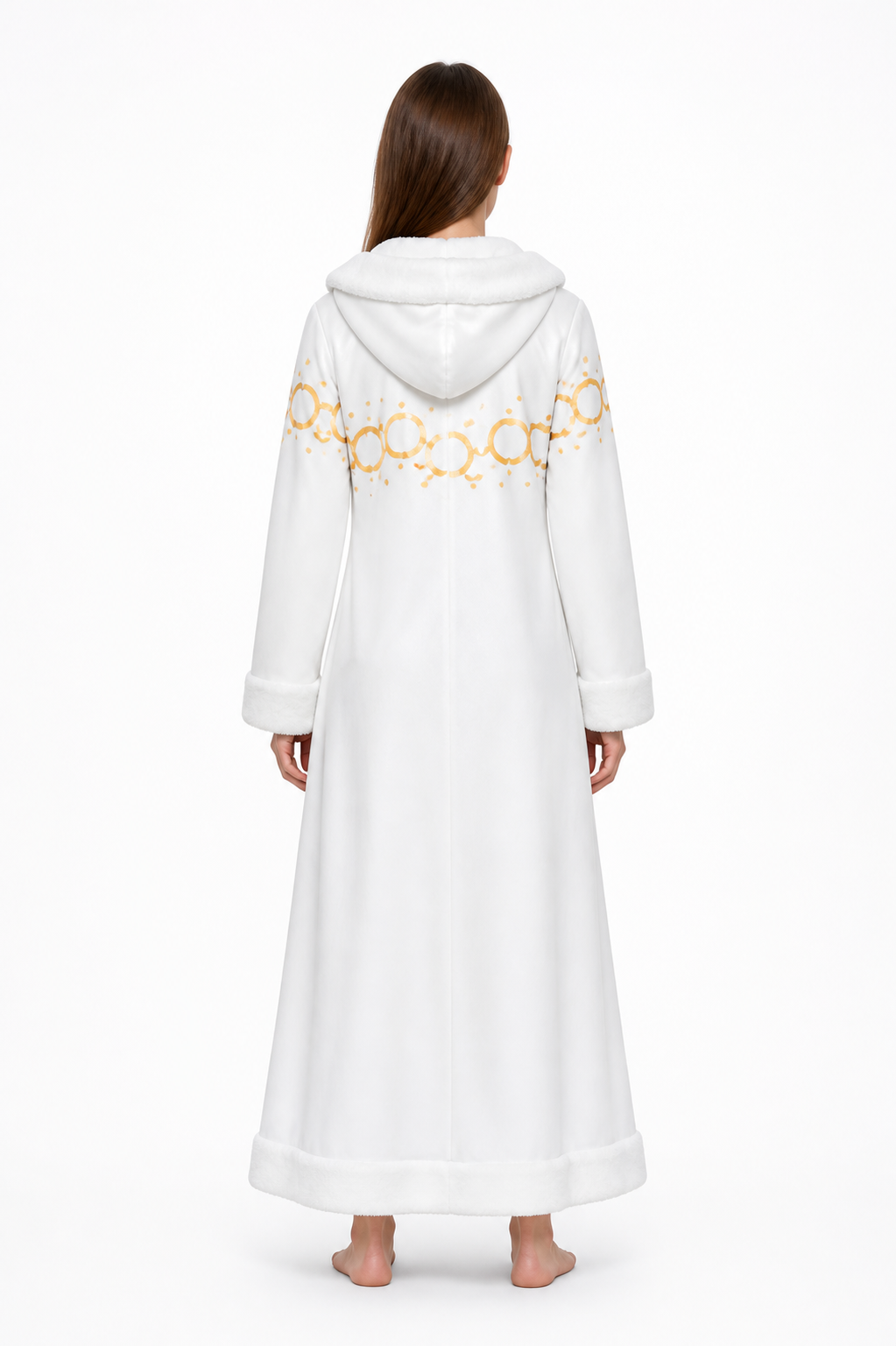 White Long Coat with Wide Collar