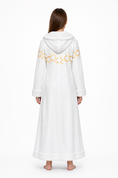 White Long Coat with Wide Collar
