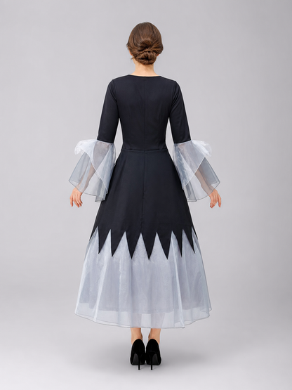 Gothic Black and Gray Lace-Up Cosplay Dress
