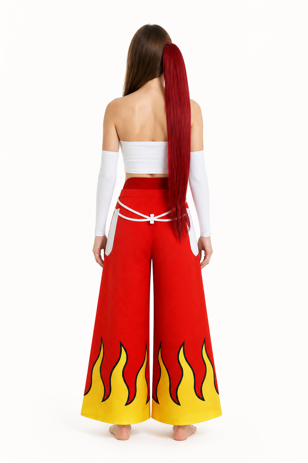 Cosplay Costume with Red Pants and Wig for Halloween back view