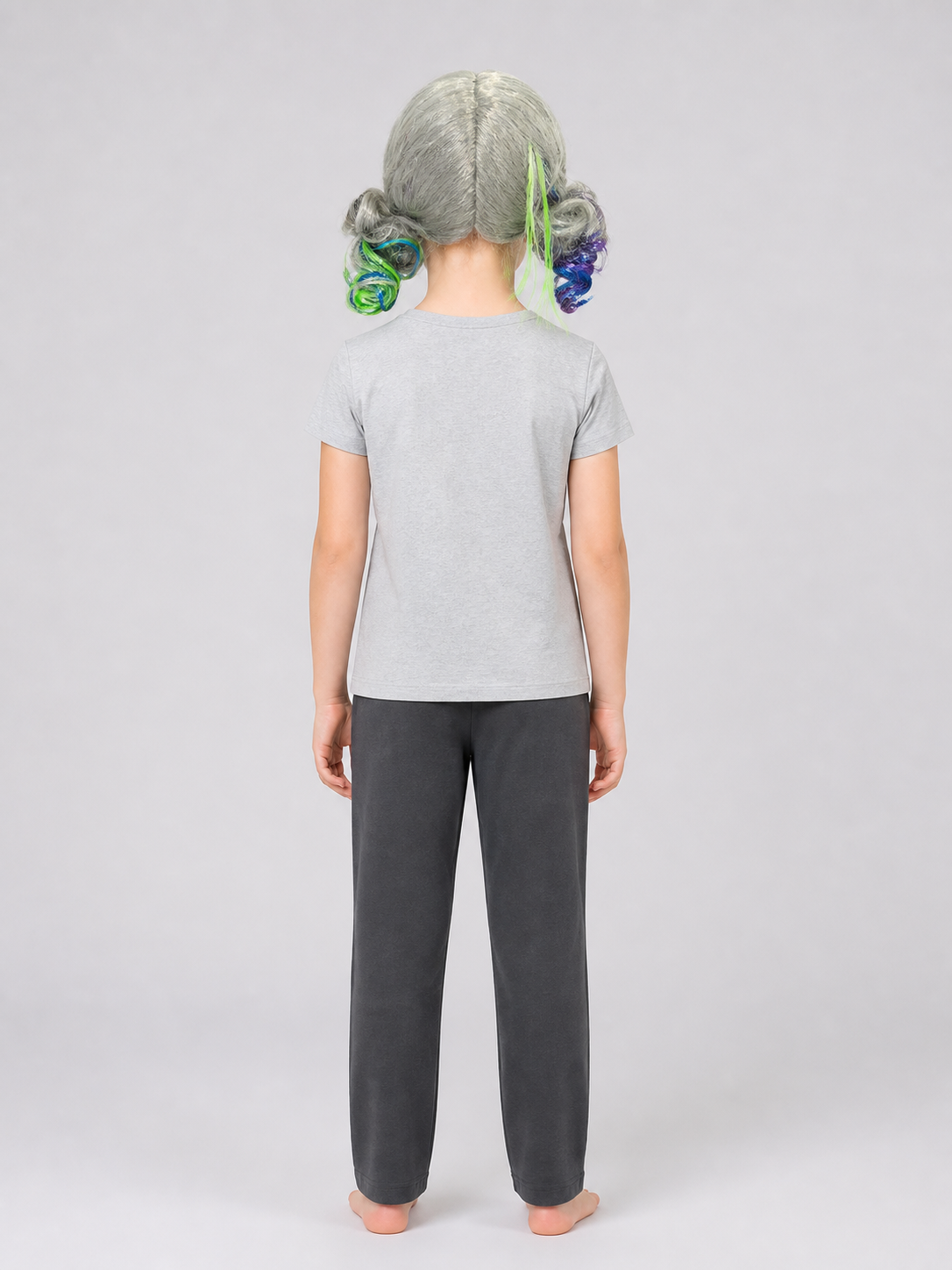 Gray Carnival Wig with Colored Strands for Cosplay
