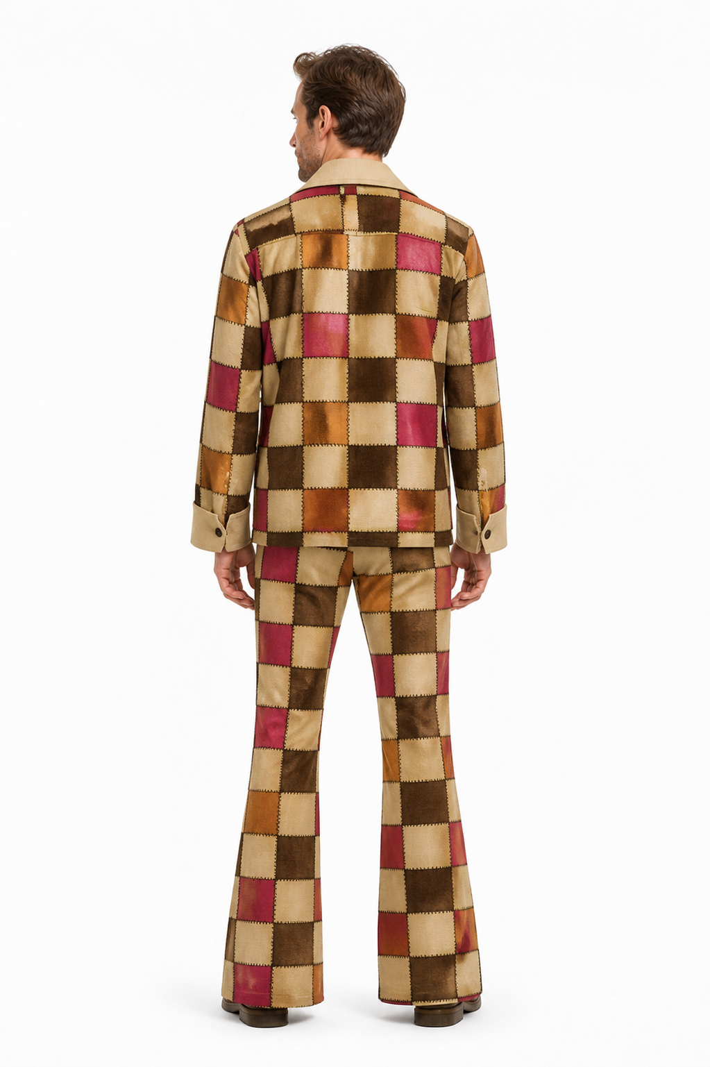1970s Disco Stage Costume, Three-Piece with Bell-Bottoms back view