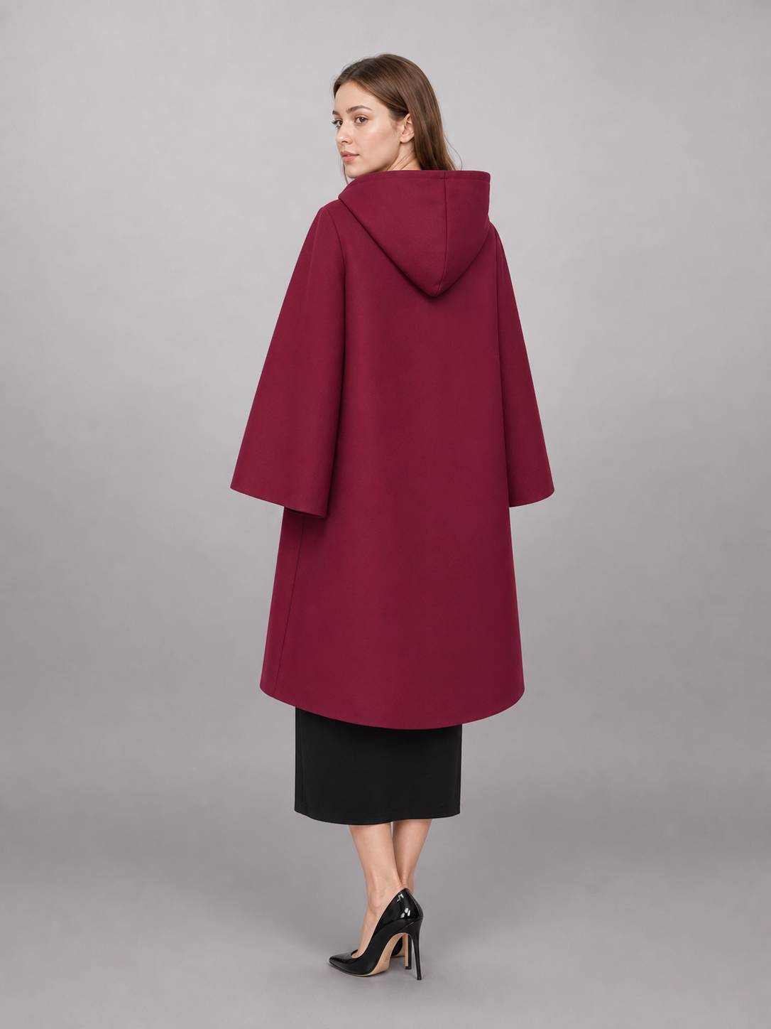 Maroon Medieval Hooded Carnival Cloak