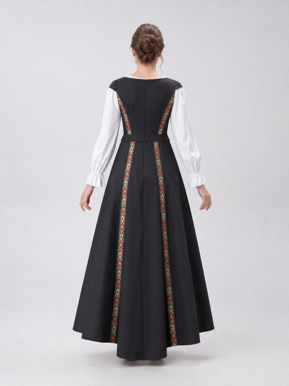 Historical Costume with Lacing and Colorful Trim