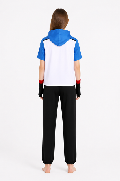 Ash Cosplay Costume: Top, Pants, Gloves back view