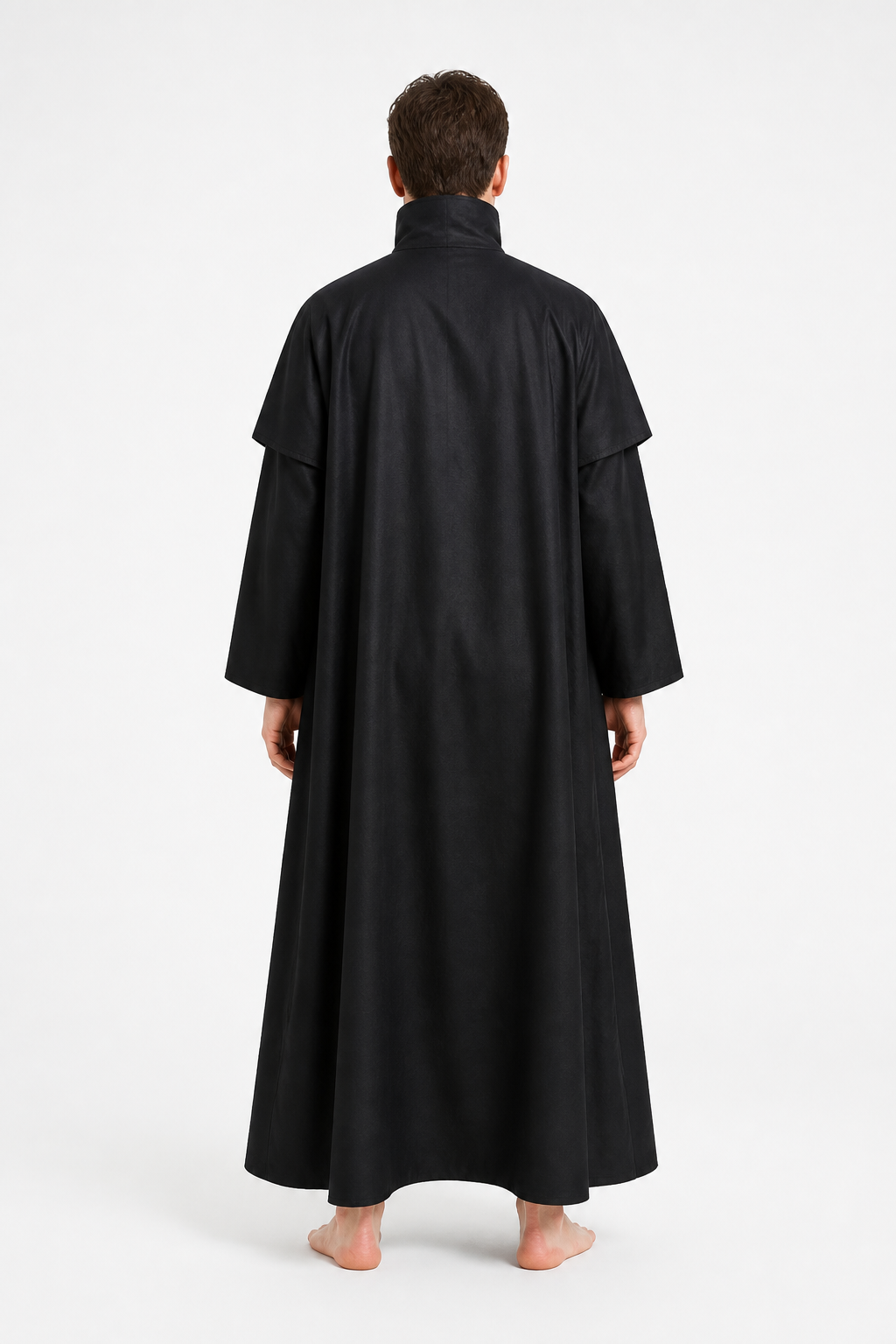 Black High-Collar Robe for Cosplay back view