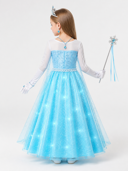 Blue Carnival Costume with LED Lights for Halloween back view