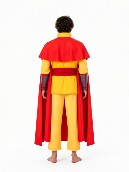 Aang Cosplay Costume with Cape and Belt back view