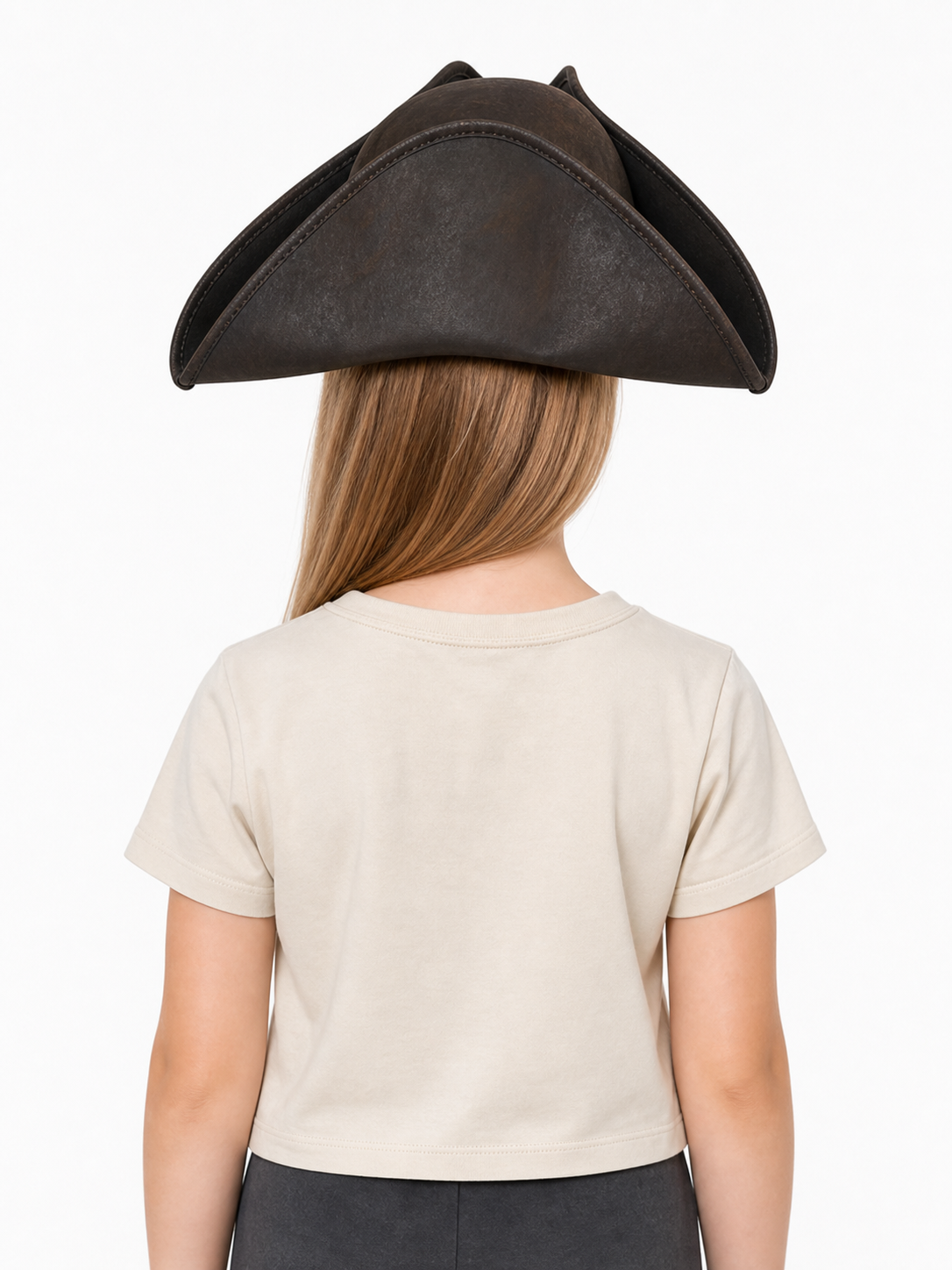 Children's Pirate Hat, Wide Tricorn Costume Accessory in Dark Brown to Black for Dress-Up Play and Pirate-Themed Parties