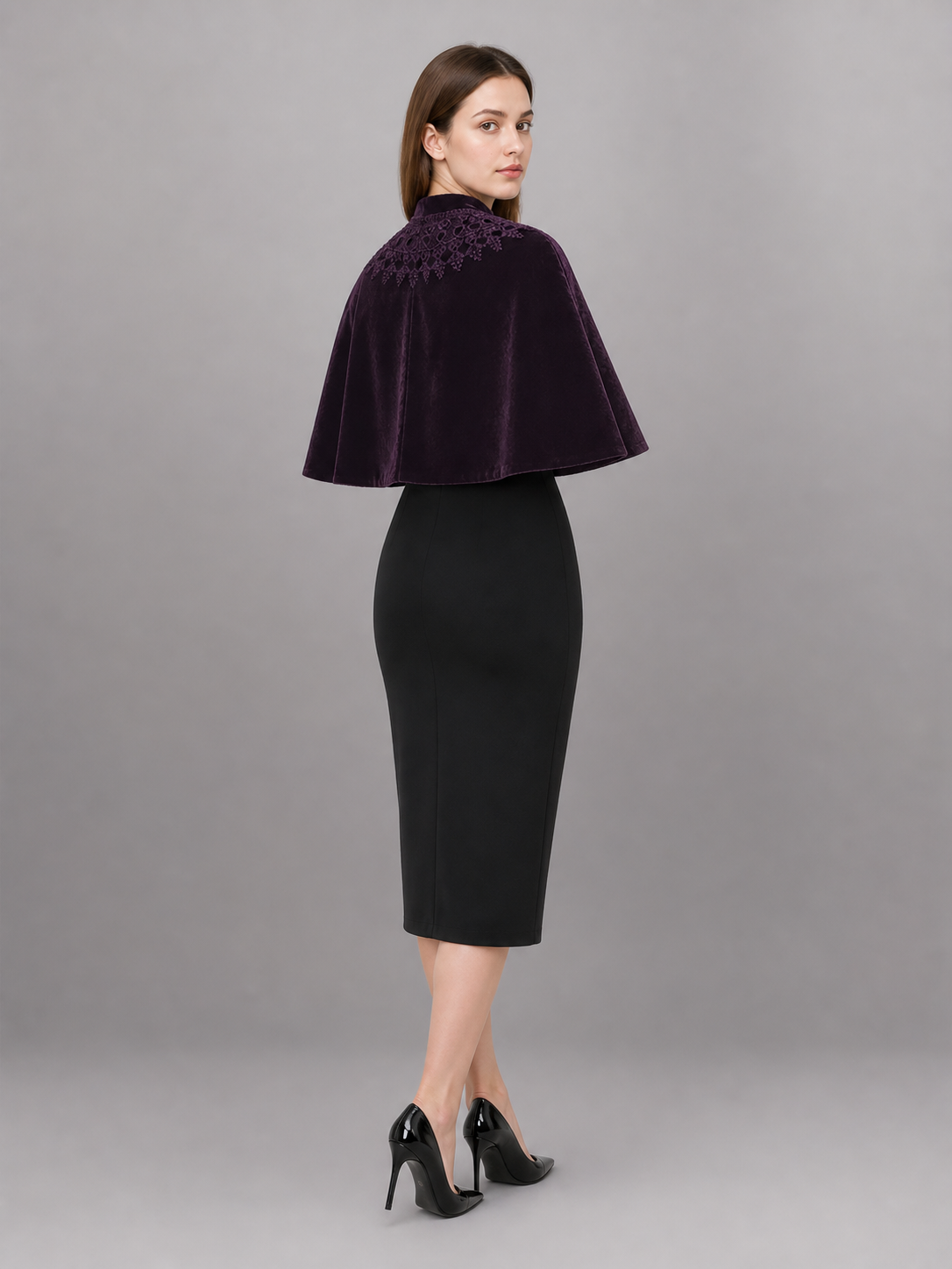 Purple Carnival Cape with a High Collar