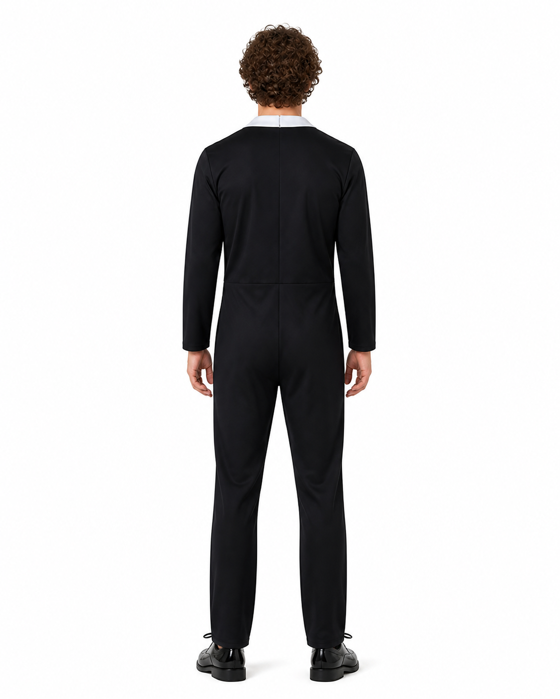 Jumpsuit with White Collar and Bow Tie back view
