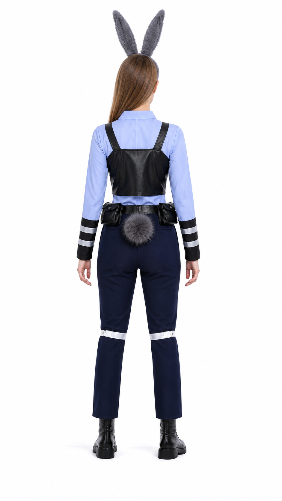 Police Bunny Costume: Vest, Shirt, Pants back view