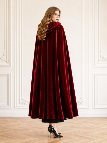 Burgundy Carnival Cape with Hood, 110 cm