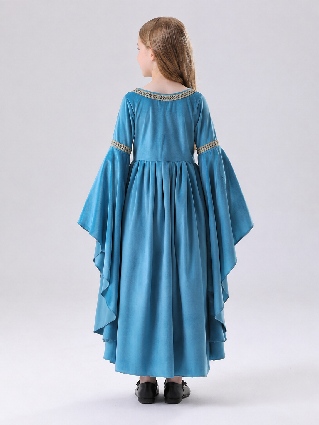 Medieval Cosplay Dress with Bell Sleeves back view