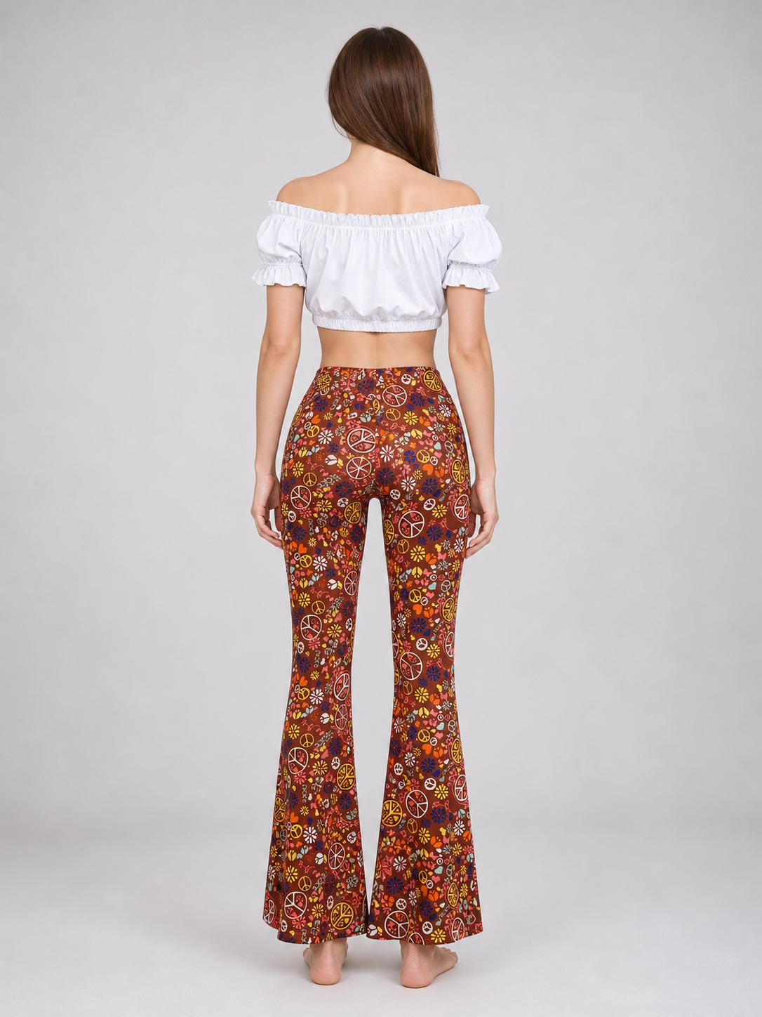 Hippie-Style Set: Flared Pants, Top, and Accessories
