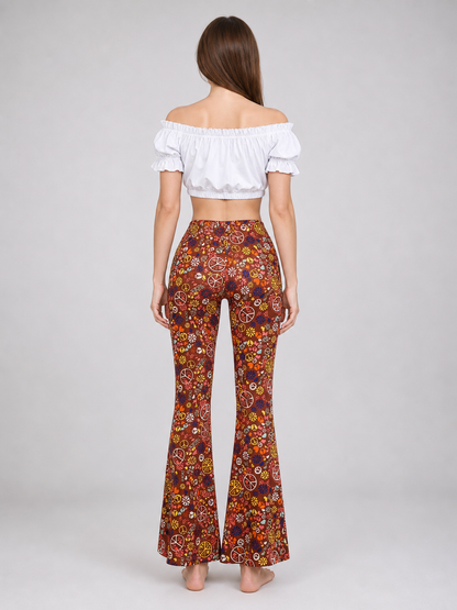 Hippie-Style Set: Flared Pants, Top, and Accessories