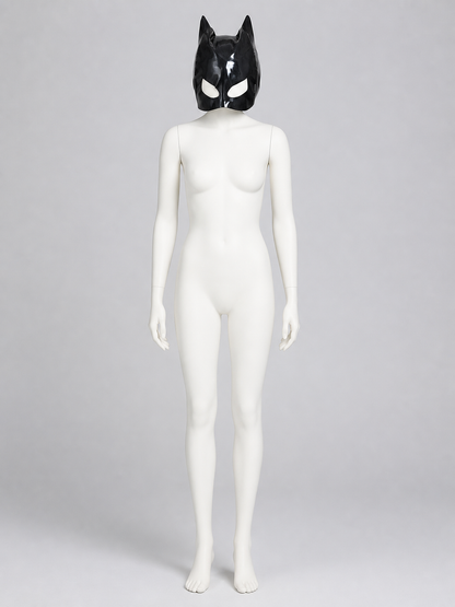 Black Carnival Headpiece with Cat Ears back view