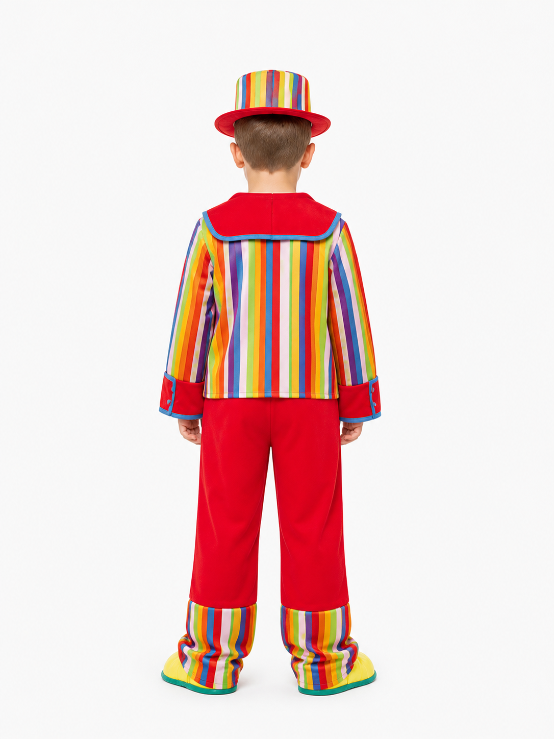 Clown Costume with Striped Top and Hat back view