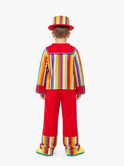 Clown Costume with Striped Top and Hat back view