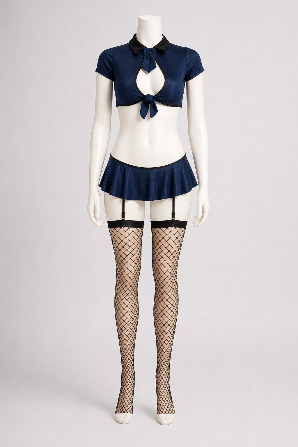 Two-Piece Dark Navy Police Costume with Cap