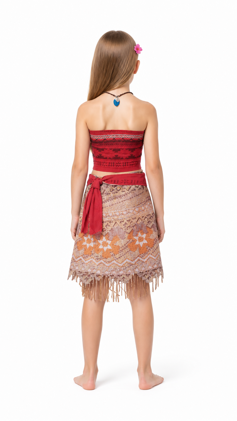 Moana Costume with Red Belt for Parties back view