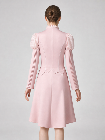 Glinda Cosplay Costume, Pink Dress with Puff Sleeves