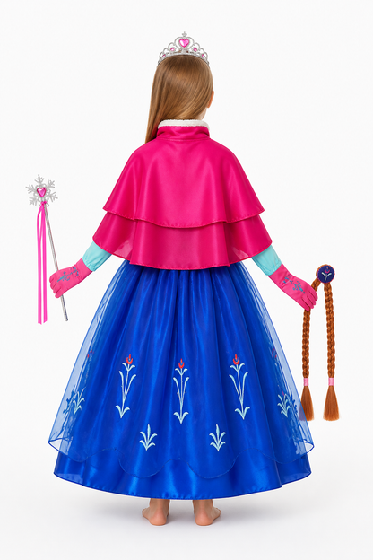 Snow Queen Costume with Cape and Crown back view