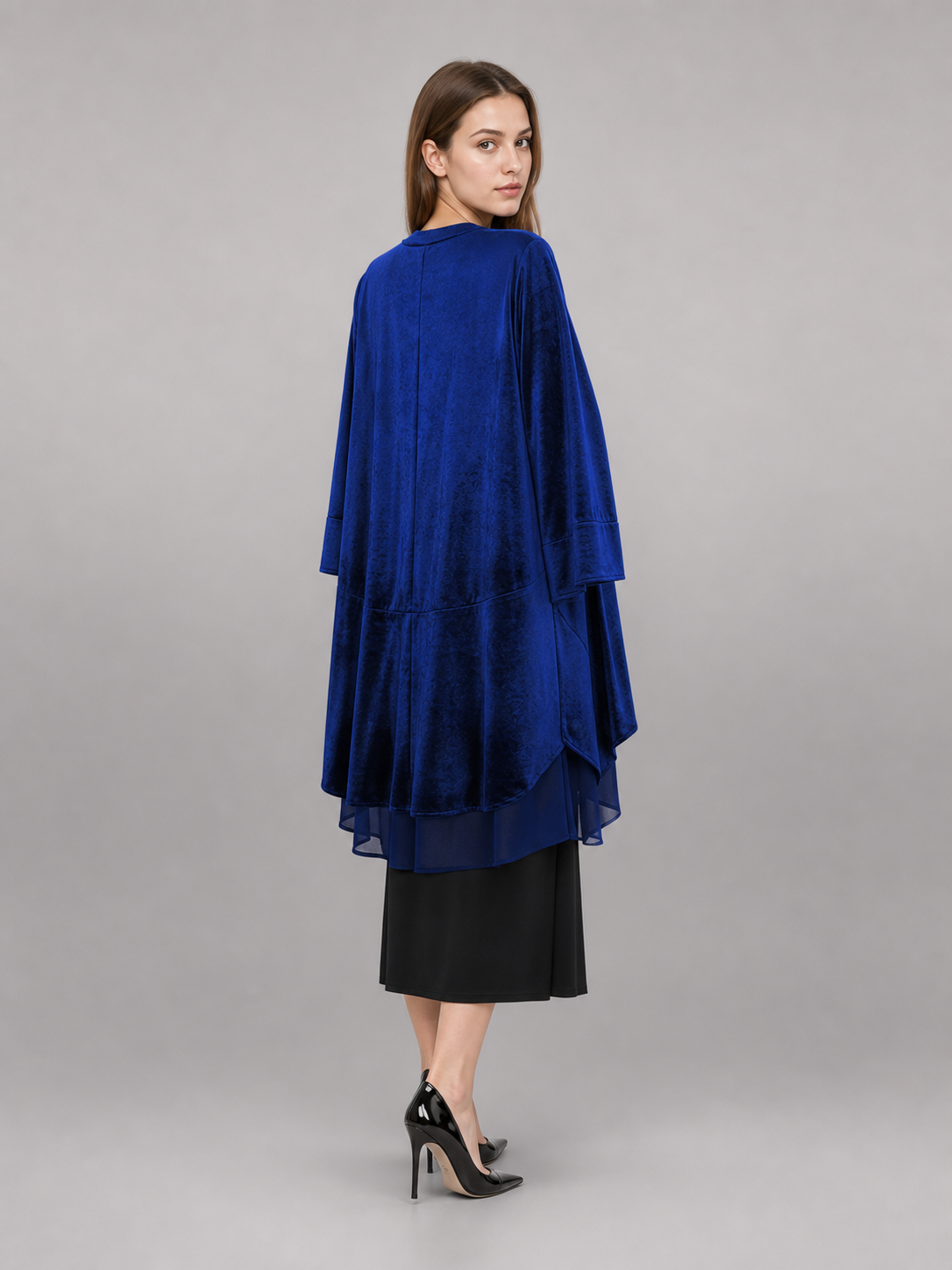 Long dark navy stage cloak