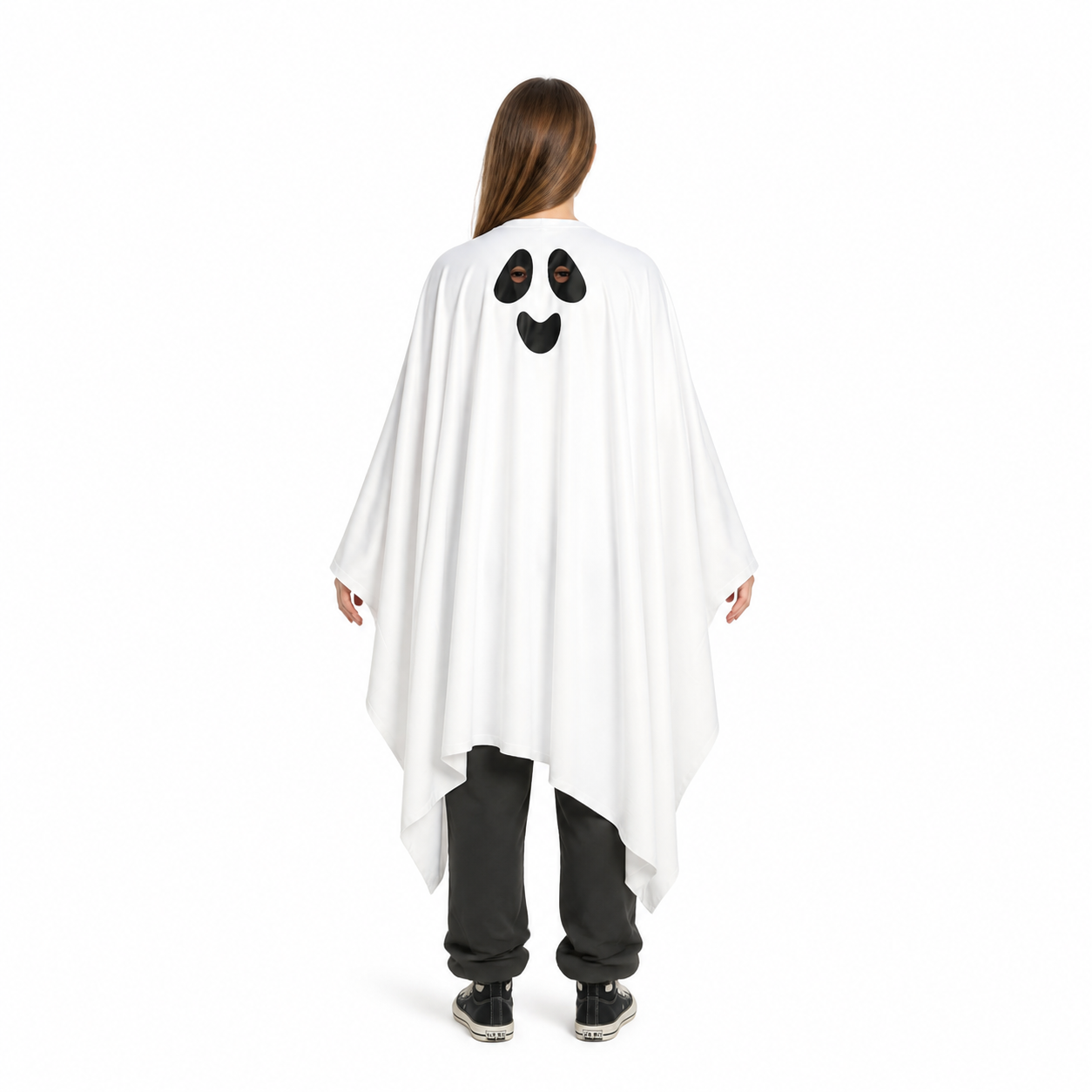Hooded Ghost Costume with Long Hem back view