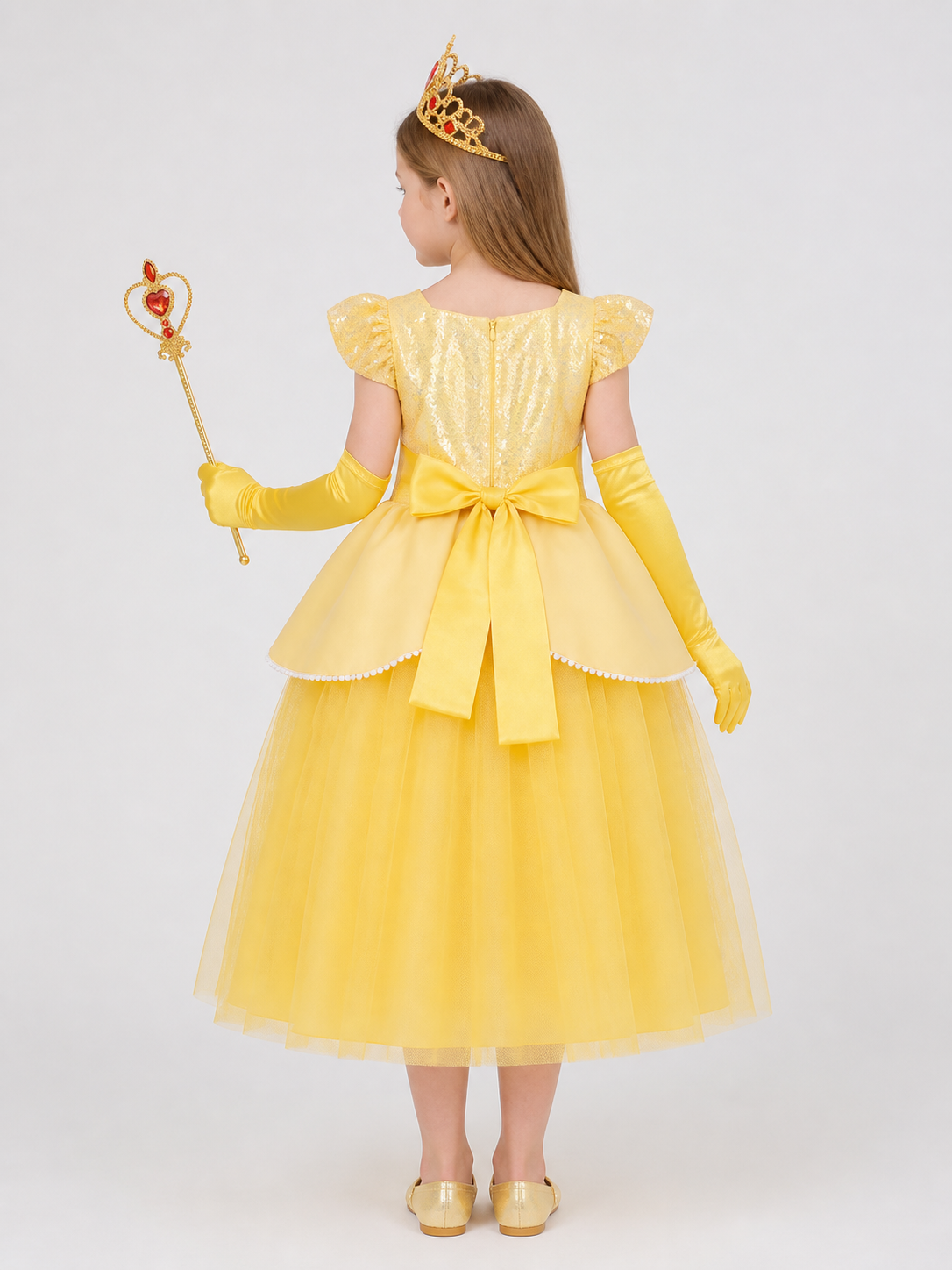Yellow Princess Costume for Halloween back view