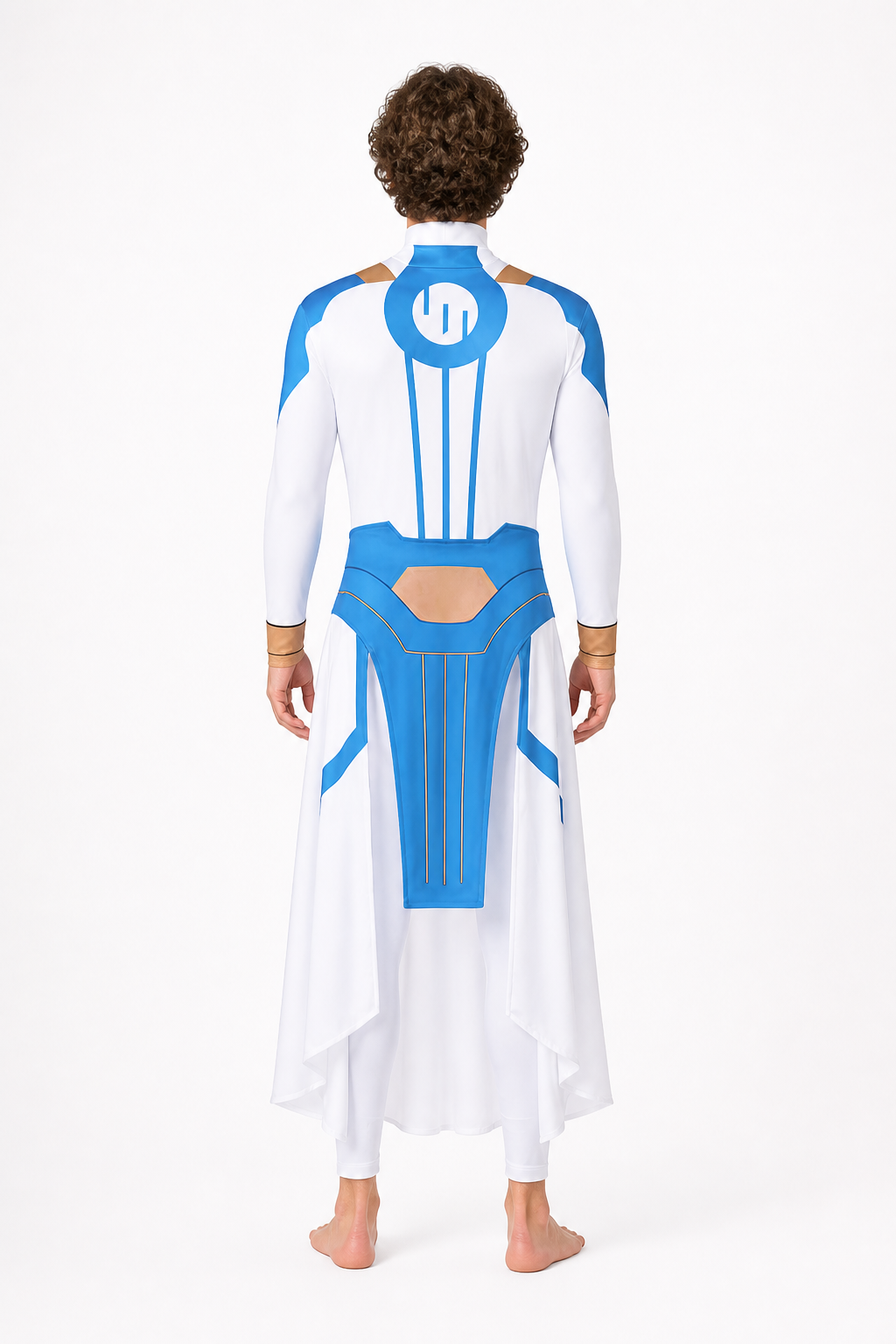 Invincible Cosplay Costume, Blue, White, and Gold back view