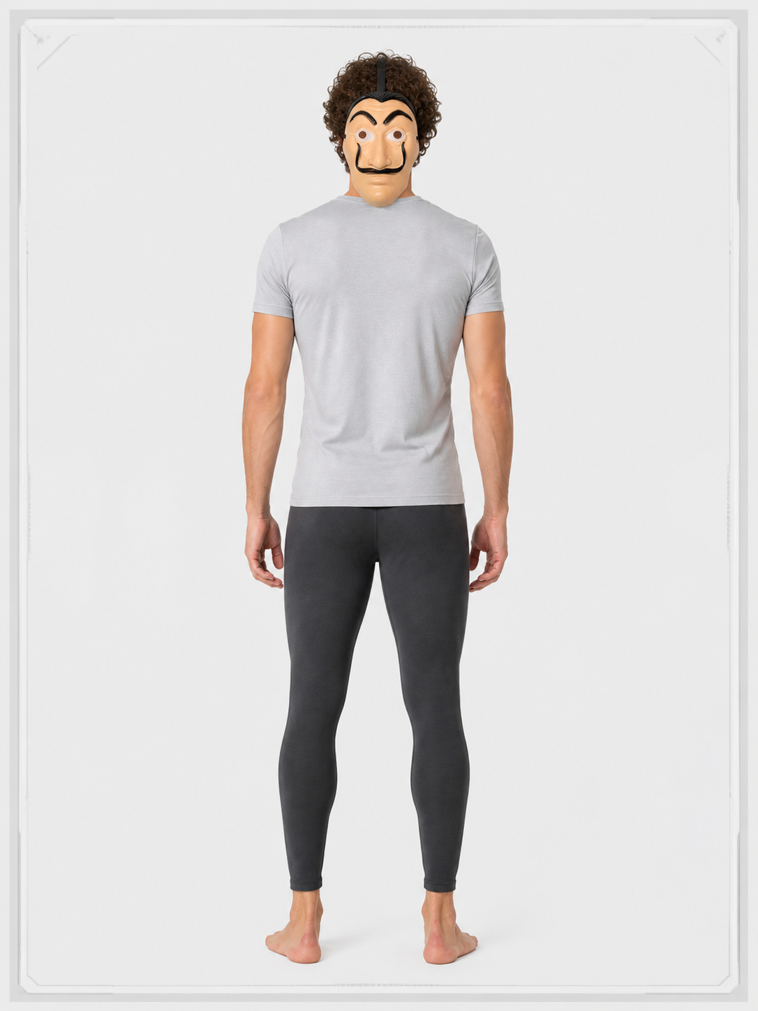Full-Face Cosplay Mask with Black Mustache back view