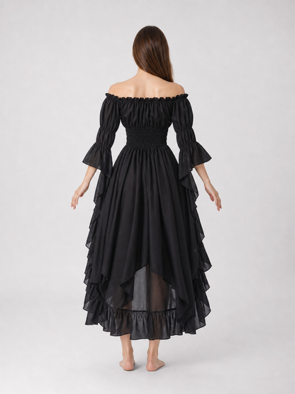 Gothic Lace Dress with Puff Sleeves