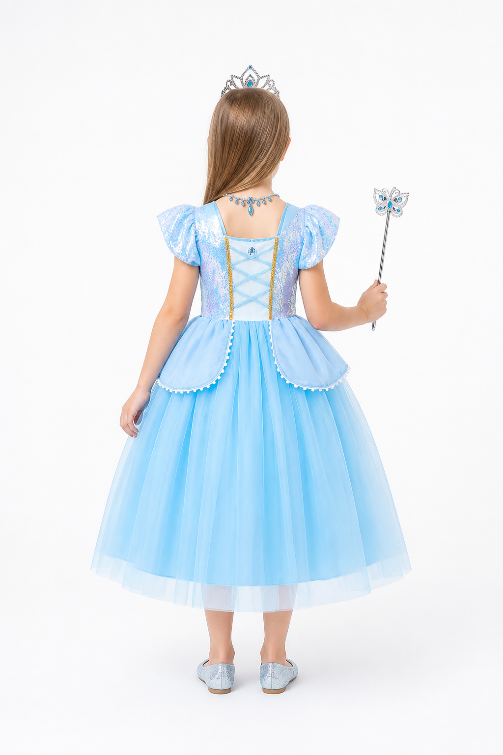 Cinderella Princess Costume with Accessories back view