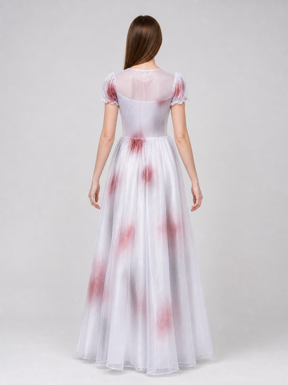 Costume Dress with Veil, Lace-Up Detail, and Pattern
