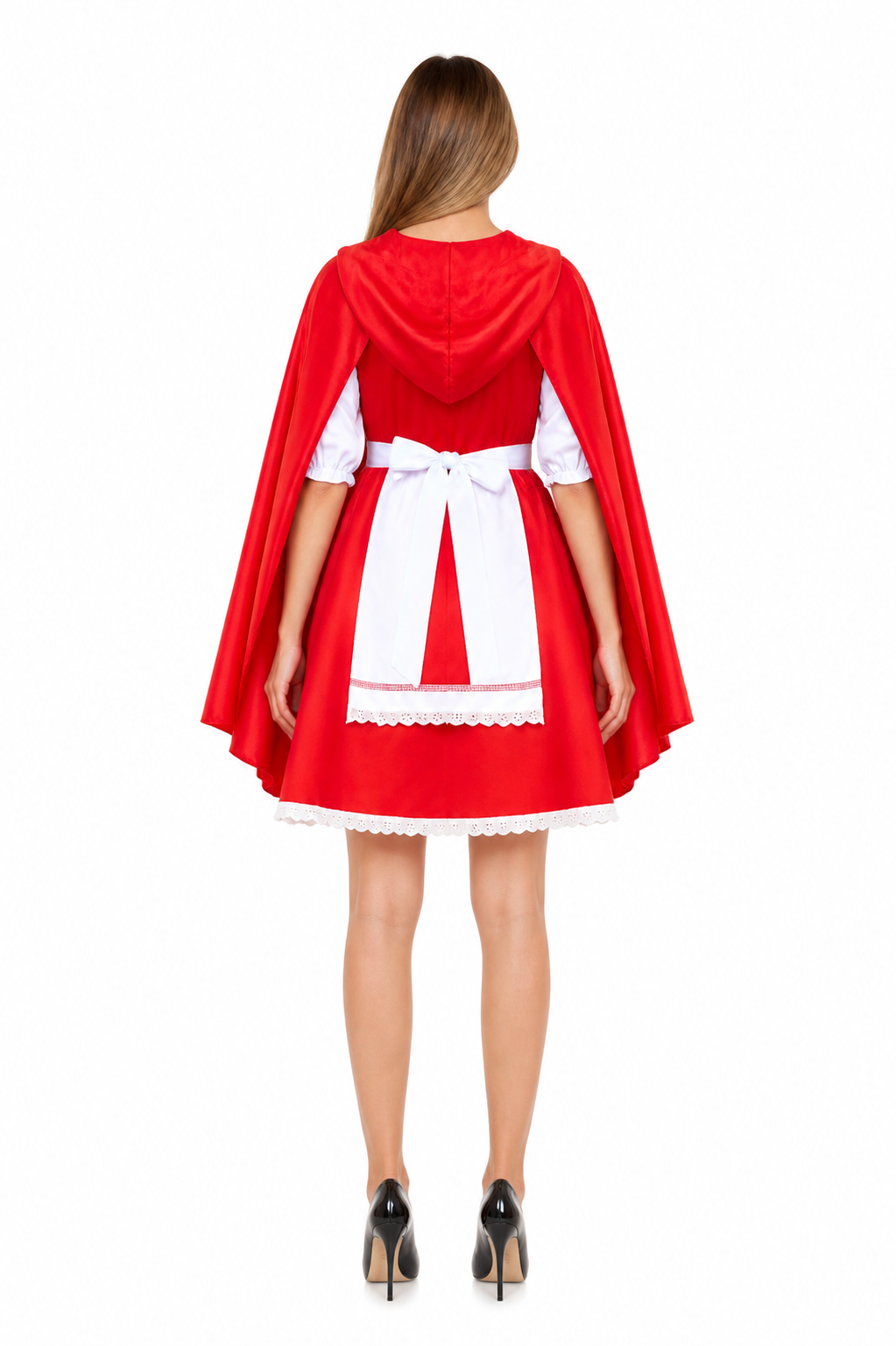 Little Red Riding Hood Costume with Cape and Apron back view