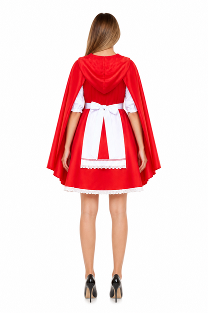 Little Red Riding Hood Costume with Cape and Apron back view