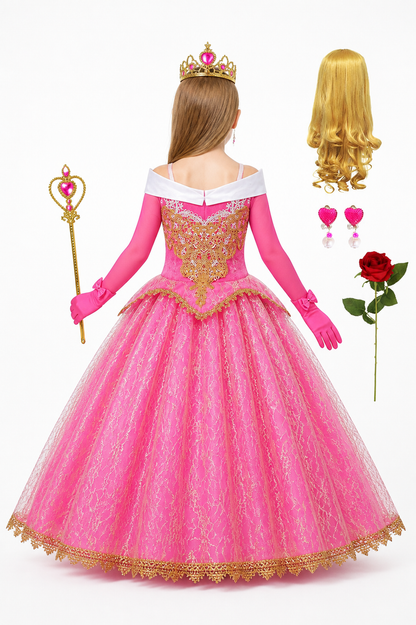 Children's carnival costume with accessories and a full skirt back view