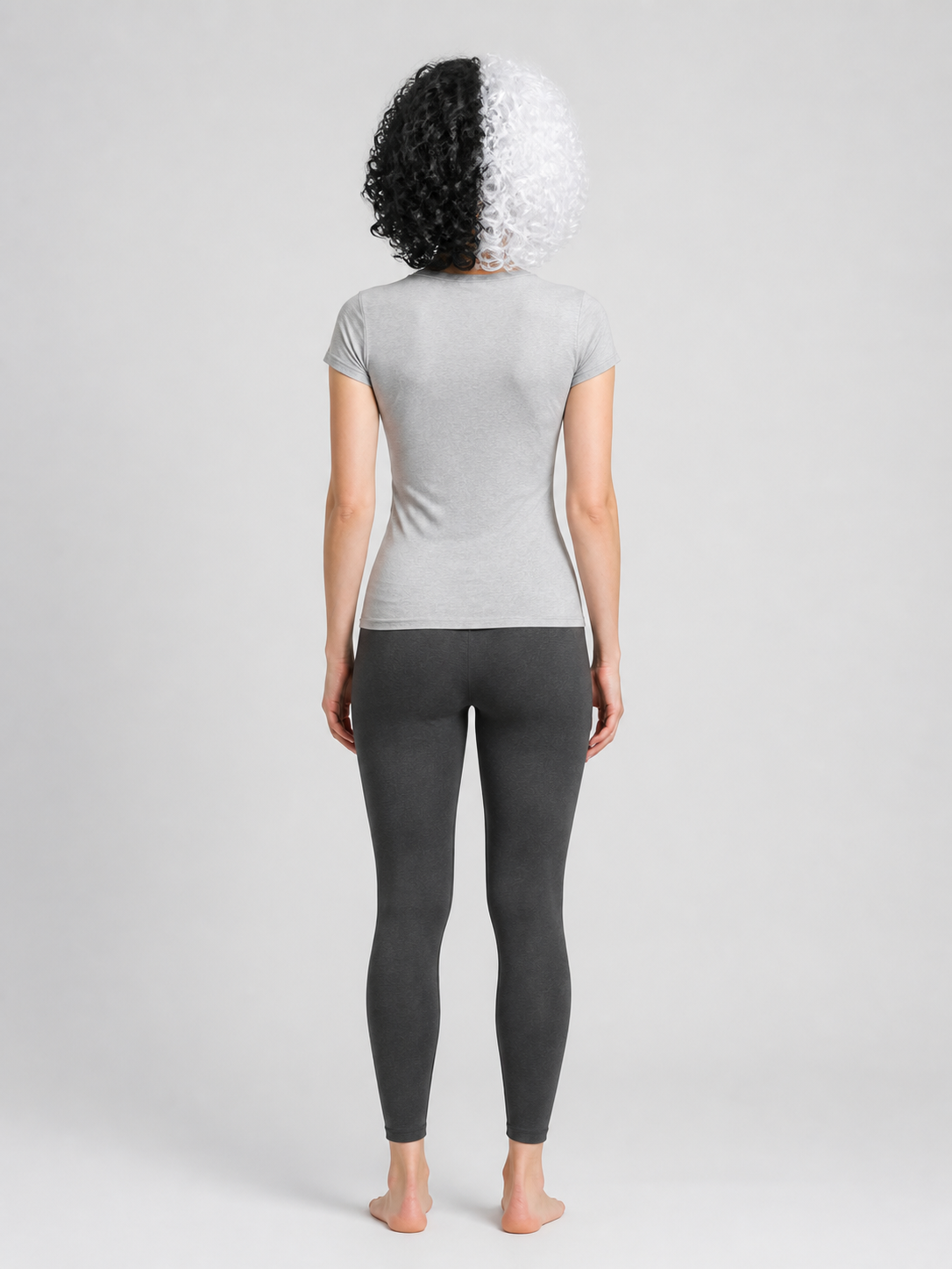 Black and White Curly Carnival Wig for Cosplay back view