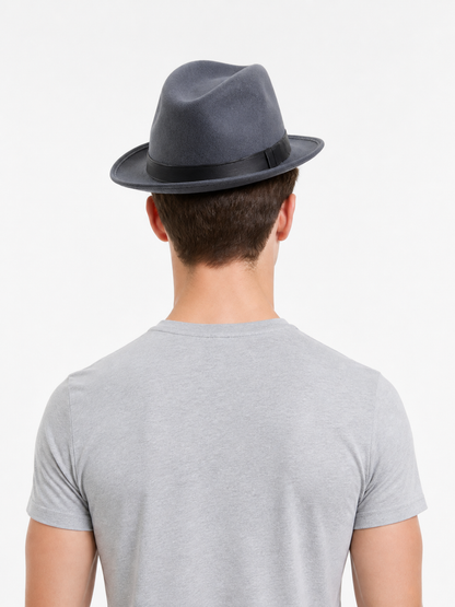 Carnival fedora hat with a short brim and ribbon