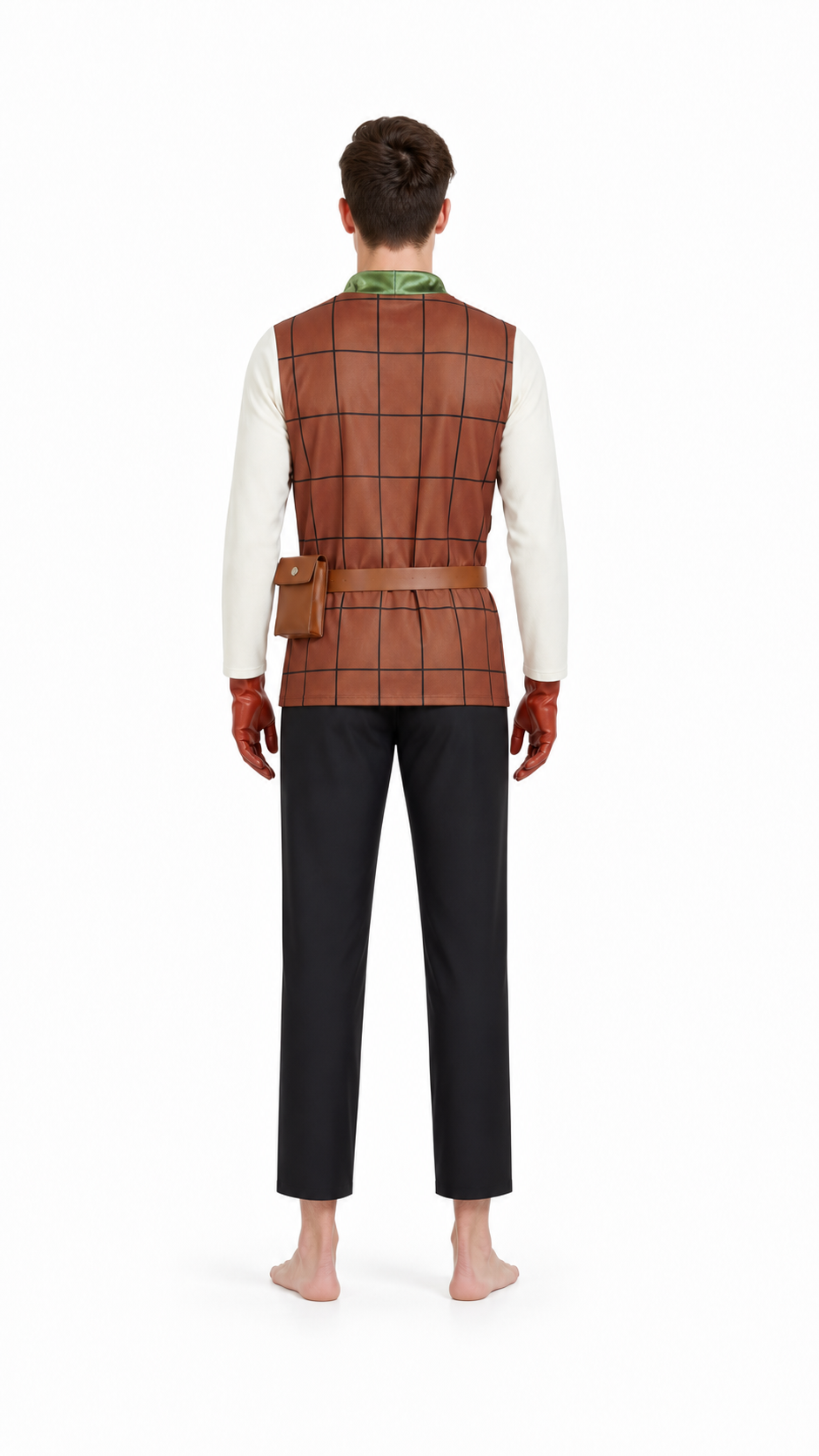 Cosplay Costume with Sleeveless Top, Pants, and Waist Bag back view