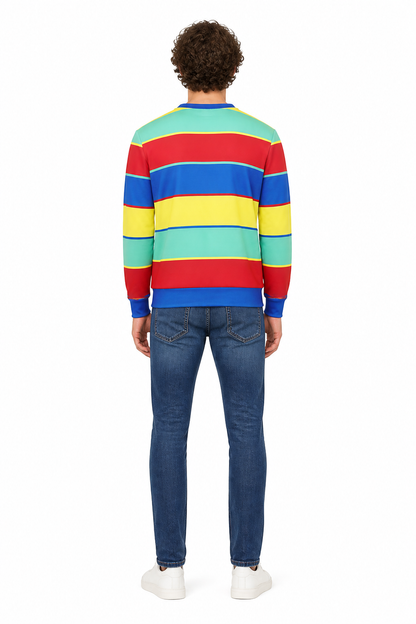 Wide-Stripe Crew-Neck Long-Sleeve Top back view