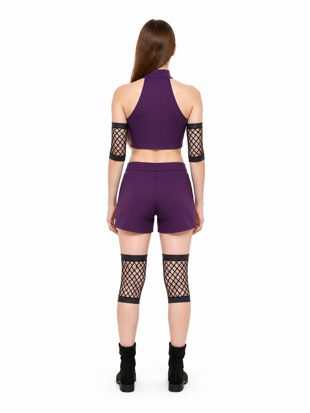 Ino Yamanaka Cosplay Costume: Top, Shorts, and Arm Warmers back view
