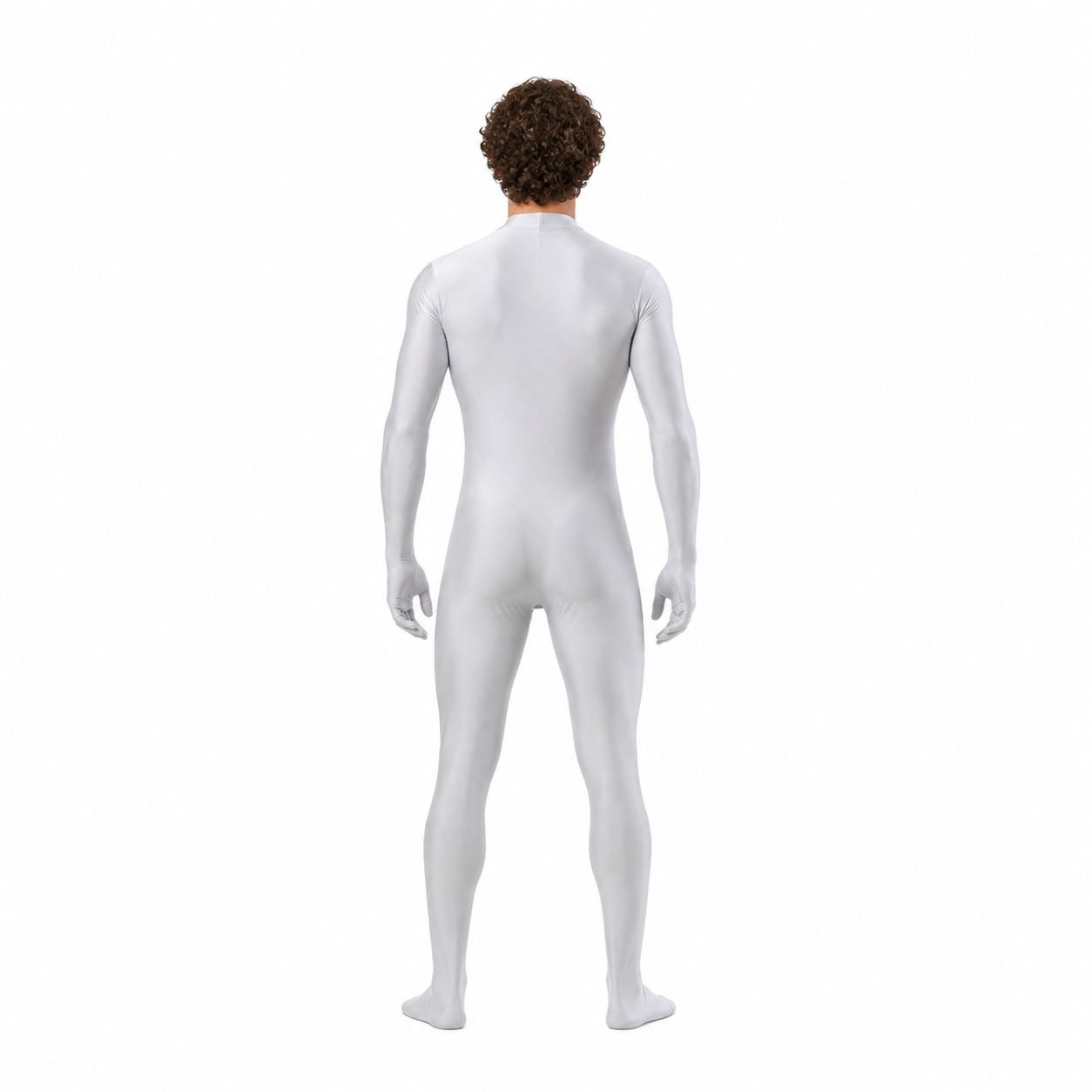White Jumpsuit with Attached Gloves and Socks back view