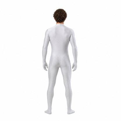 White Jumpsuit with Attached Gloves and Socks back view