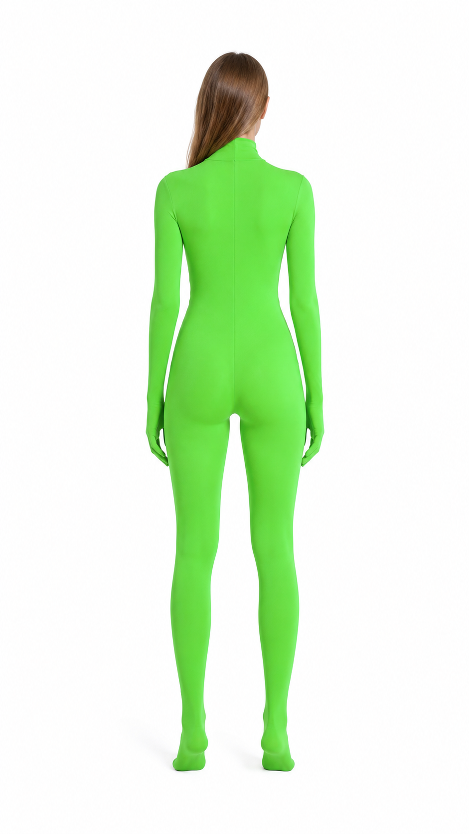 Jumpsuit with Covered Hands and Feet, Green back view