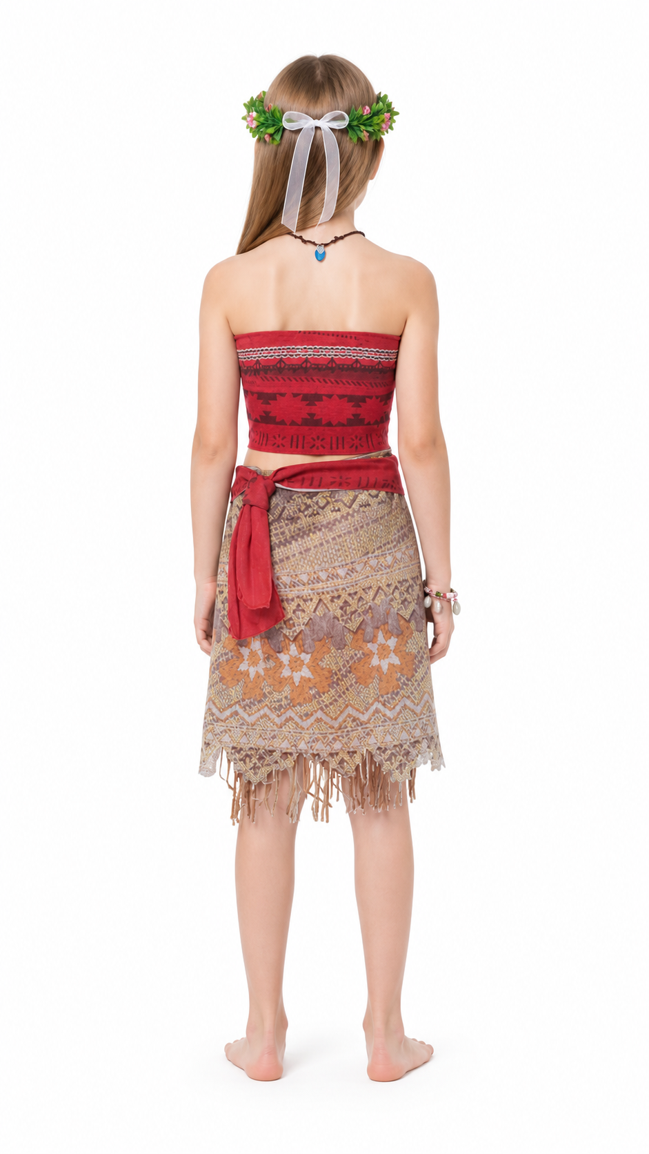 Moana Costume with Skirt and Accessories back view