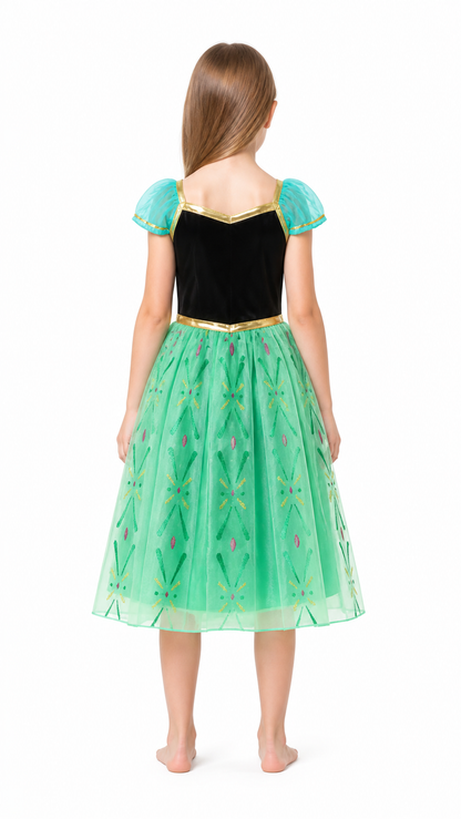 Children’s Frozen dress with mesh and sequins back view