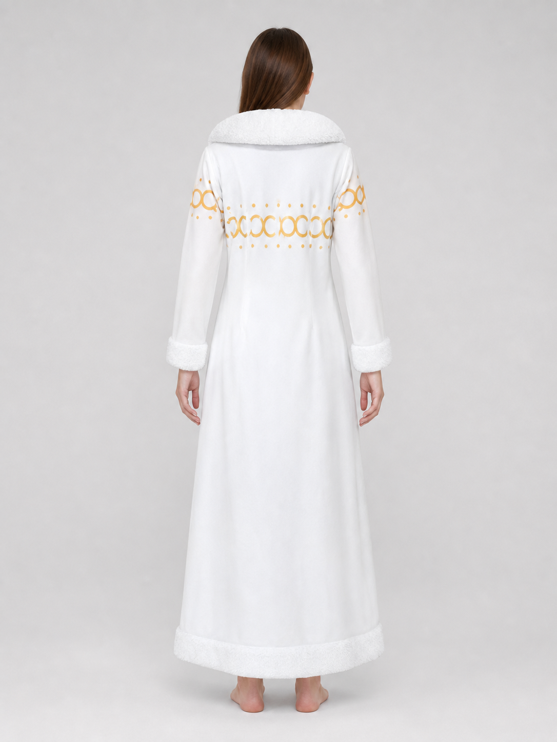 Cosplay Costume with White Fluffy Trim and Vest