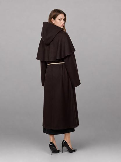 Dark Brown Hooded Costume Cape